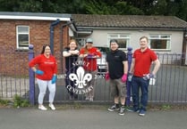 Vodafone stall help out with scout hut refurbishment