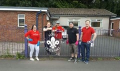 Vodafone stall help out with scout hut refurbishment