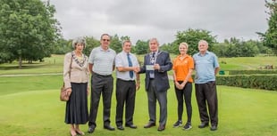 Wernddu Golf Club captain presents cheque to Abergavenny mayor