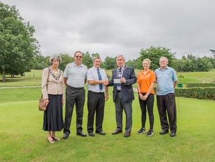Wernddu Golf Club captain presents cheque to Abergavenny mayor