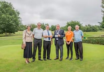 Wernddu Golf Club captain presents cheque to Abergavenny mayor