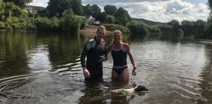 Local MP joins Greenpeace activist for a dip in the Usk to highlight plastic plight