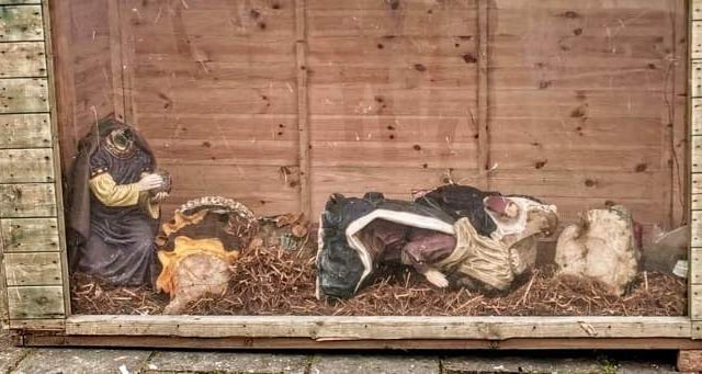 Town's Christmas crib smashed by yobs