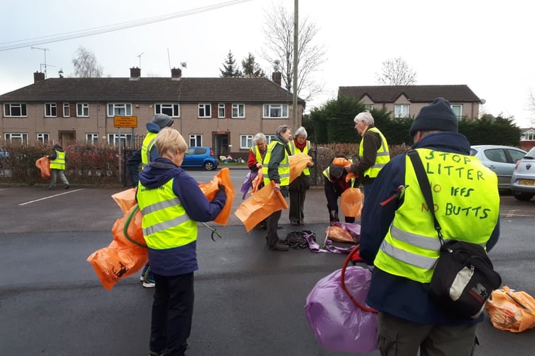 Keep Abergavenny Tidy volunteers on their monthly litter pick