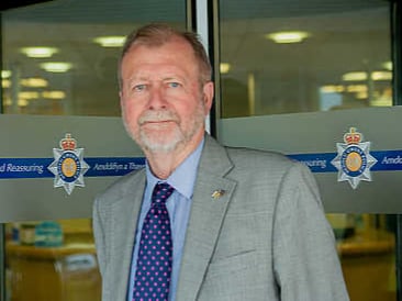 Gwent PCC Jeff Cuthbert outside police HQ