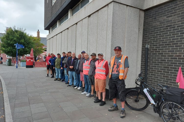 Abergavenny postal workers outside sorting office