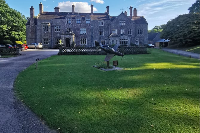 Outside of wedding venue Cefn Tilla Court near Usk, Monmouthshire