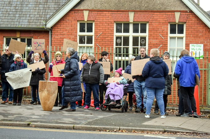 Protestors at Tudor Street