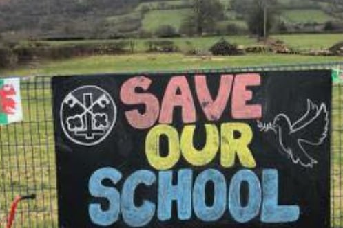 Sign at Llanbedr CIW primary school