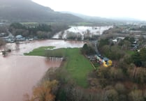Watch dramatic drone video of flooding at Llanfoist