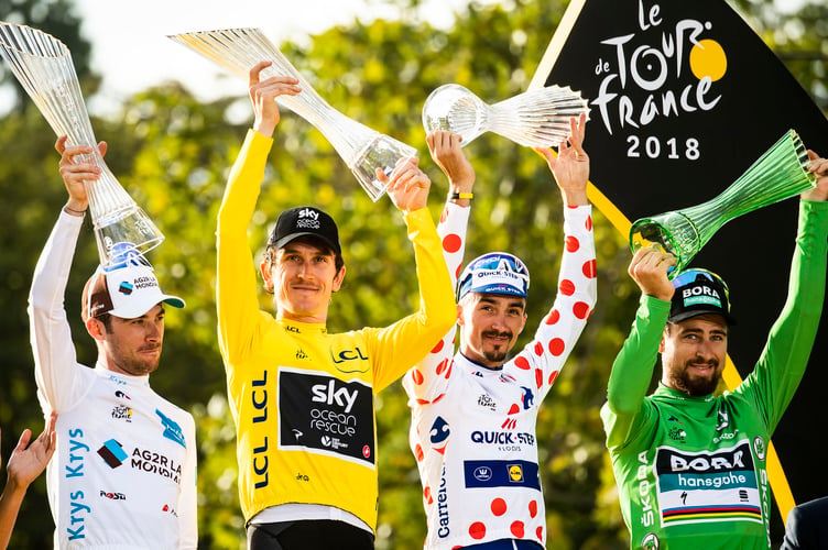 Welshman Geraint Thomas won cycling’s greatest prize – the Tour De France – in 2018. Photos: Team Sky/Ineos.