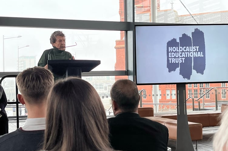 Hedi Argent speaks at the Senedd
