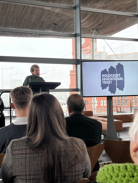 Hedi Argent speaks at the Senedd