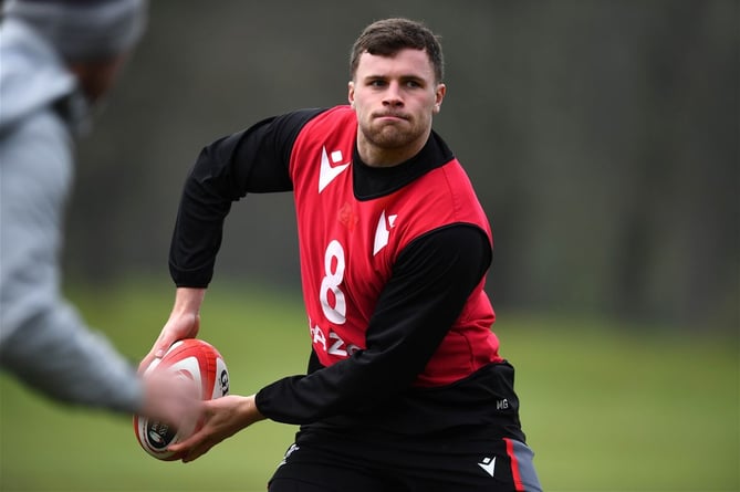20.02.23 - Wales Rugby Training -Mason Grady during training.