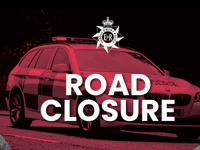 Road closed after collision at Glangrwyney