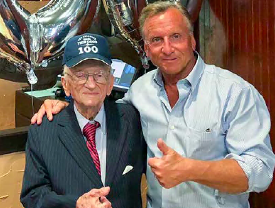 Ben Ferencz with son Don on his 100th birthday (family pic/Aljazeera) 