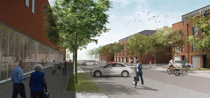 An earlier computer-generated image of the proposed development in Mamhilad