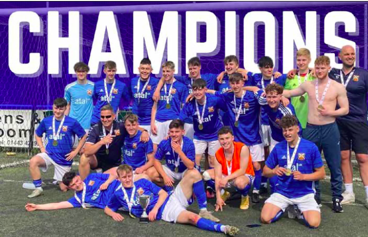 The triumphant Abergavenny Town Youth team celebrate after their dramatic shootout victory