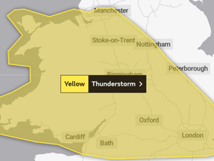 Weekend weather warning issued for thunderstorms over South Wales