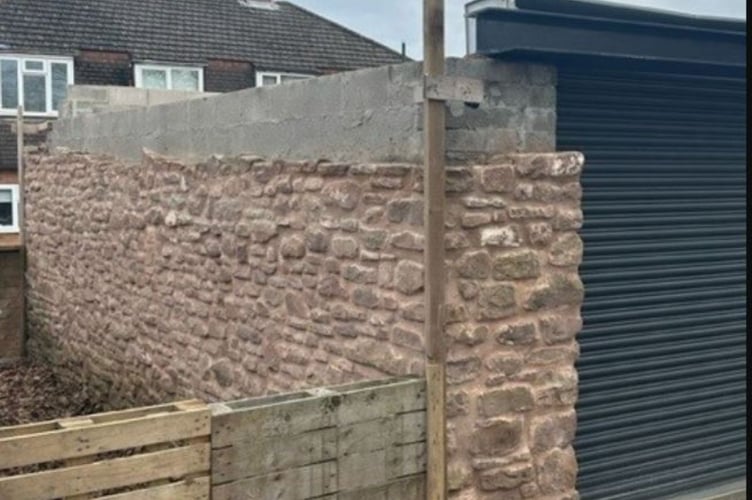 The under construction garage, at the back of Old Barn Way in Abergavenny, as it looked in March this year