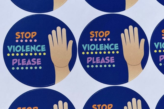 Stop violence sticker