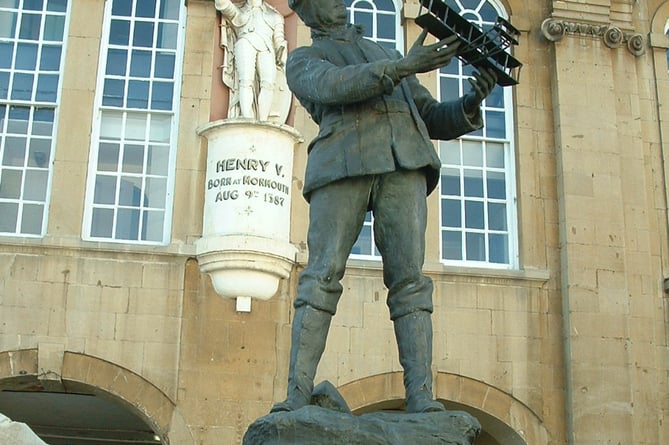 The statue of Rolls-Royce founder Charles Stuart Rolls in front of Monmouth's Shire Hall 