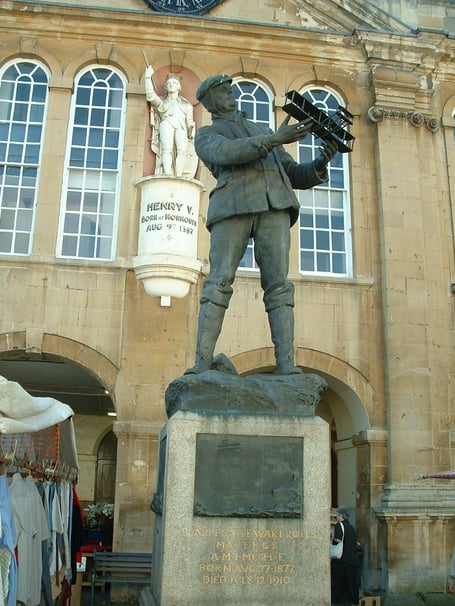 The statue of Rolls-Royce founder Charles Stewart Rolls in front of Monmouth's Shire Hall
