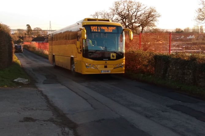 A school bus in rural Monmouthshire