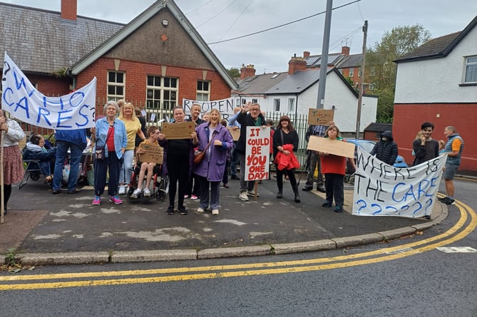 The Padlock Protest outside Abergavenny's Tudor Centre