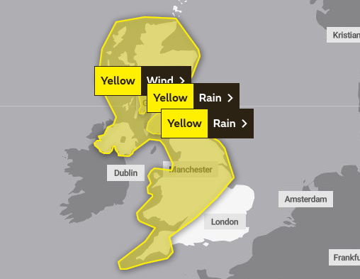 Met Office issues yellow weather warnings with Storm Agnes on the way