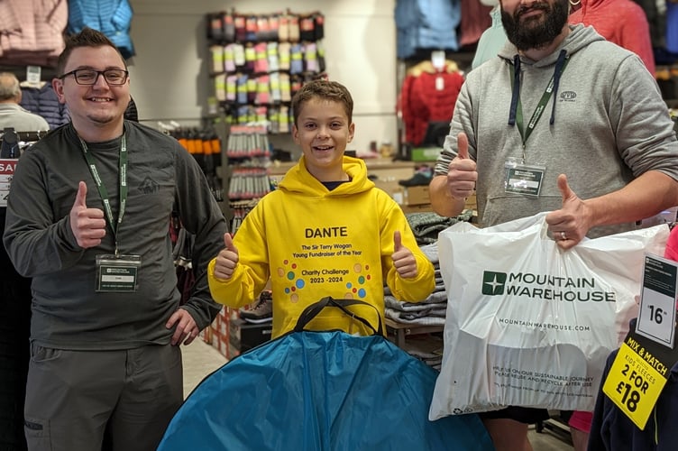Dante Valaydon-Pillay, Young fundraiser of the Year with his sponsor, Mountain Warehouse