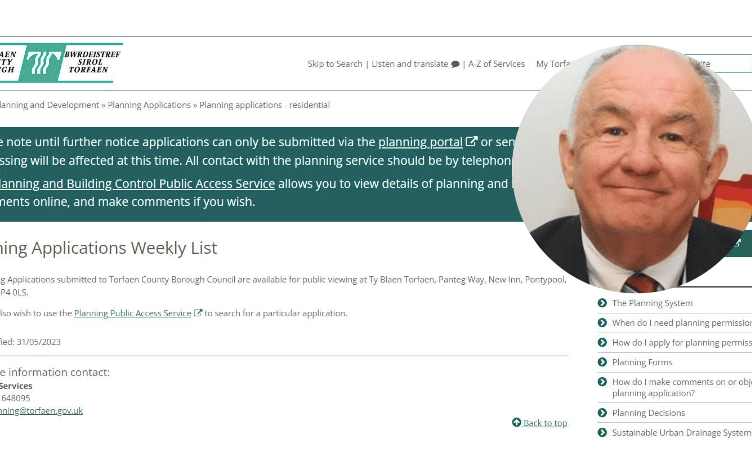 Torfaen council's planning website.