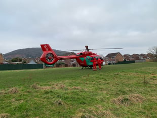 Air ambulance lands at Croesonen Parc