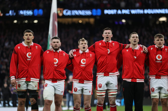 10.02.24 - England v Wales - Guinness 6 Nations - Wales sing the anthem.