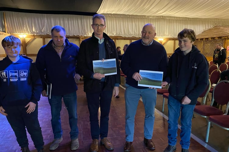 David Davies MP and Peter Fox MS with Cross Ash farmer Andrew Phillips and young farmers from Gwent YFC.