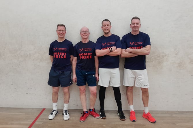 Abergavenny Squash Club B team players Gareth Richards, Mike Logan, Dan Weare and Carl Whiteman.