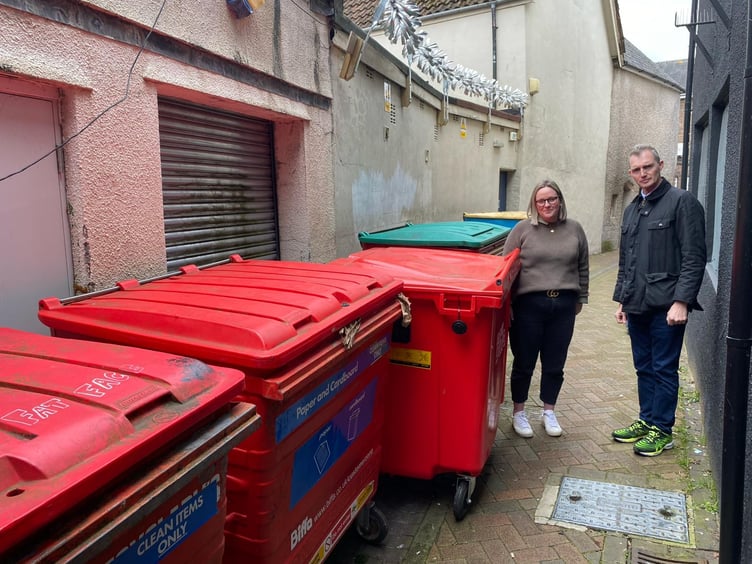 David Davies MP with Sophie Bensley, owner of Cooks Galley in Abergavenny.