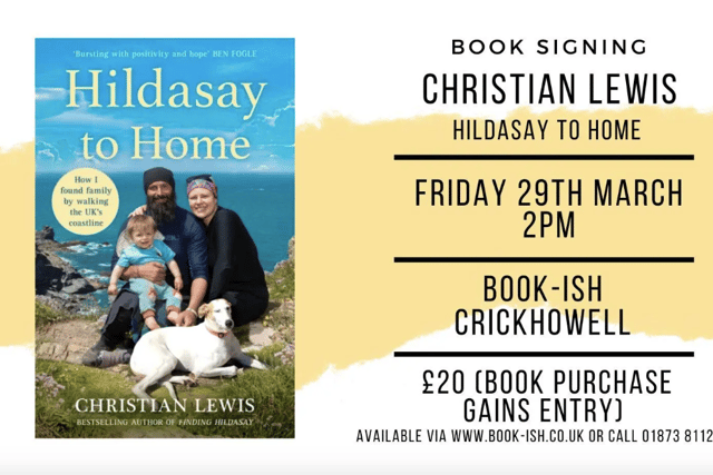 Adventurer Christian Lewis signing his new book in Crickhowell