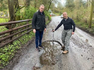 Road users at risk from 'plague of potholes'  on rural road