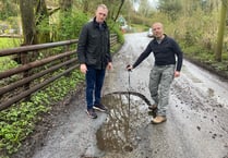 Road users at risk from 'plague of potholes'  on rural road