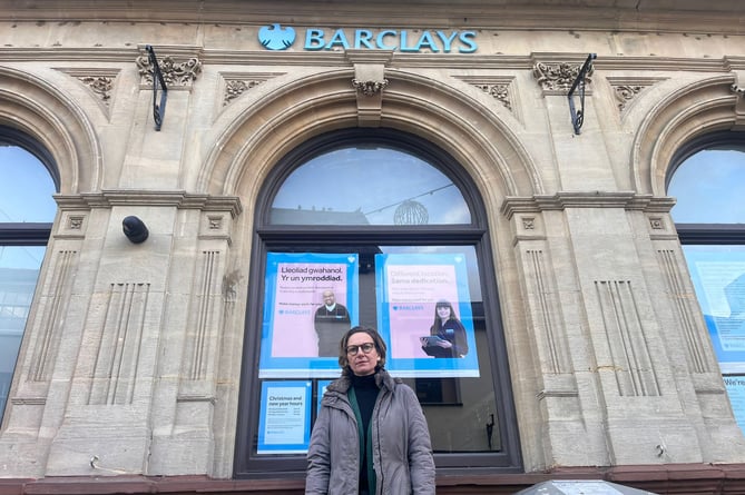 Catherine outside Barclays