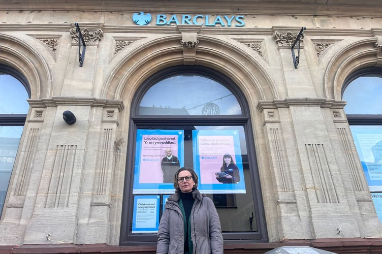 Catherine outside Barclays