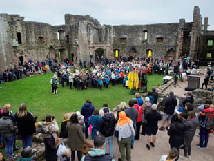 Scouts St George's Day parade at Raglan Castle