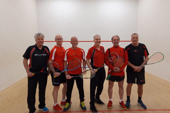 The Wales over 60s squash with Mike Logan, second from left