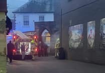 Fire crew in Abergavenny town centre