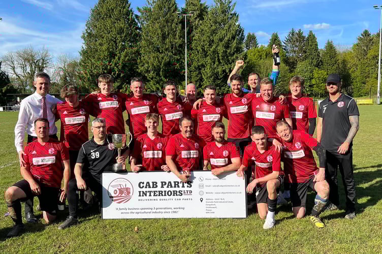 Crickhowell FC celebrate with the Langdon Cup