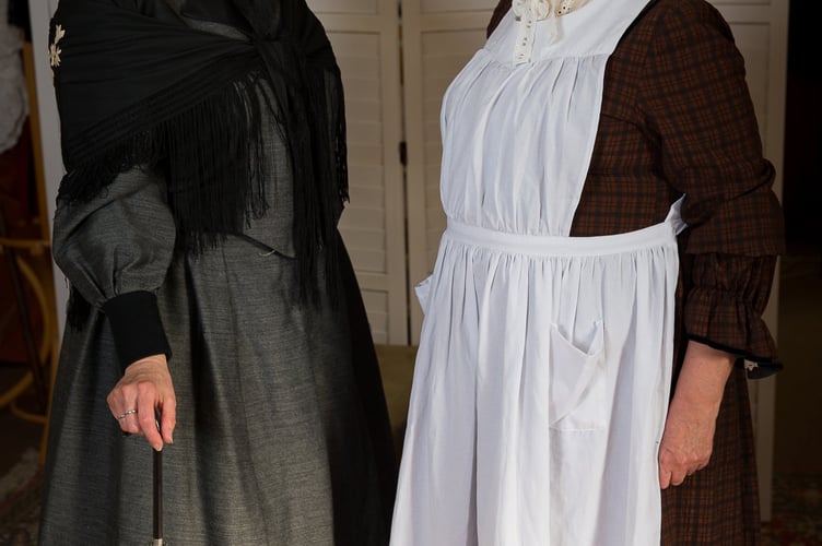Clare Drewett as Betsi Cadwaladr and Adele Cordner as Jane Williams/Florence Nightingale in rehearsal. Photos by Paul Johnson, Pixels in Time