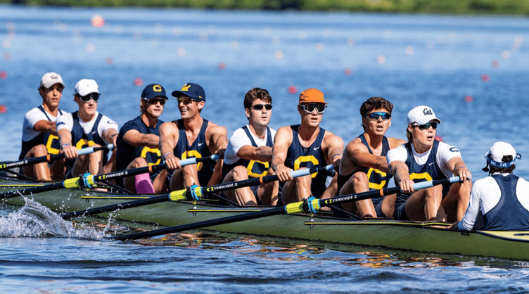 Robbie Prosser, third from left, rowed to US IRA championships bronze with California Berkeley