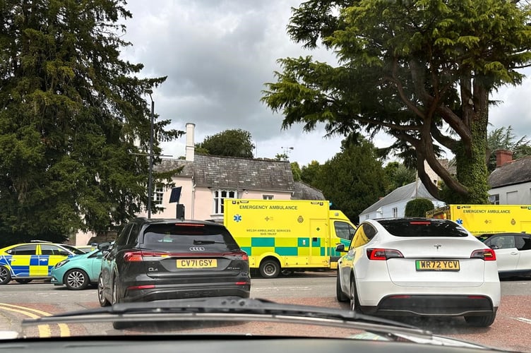 The scene at Usk lunchtime