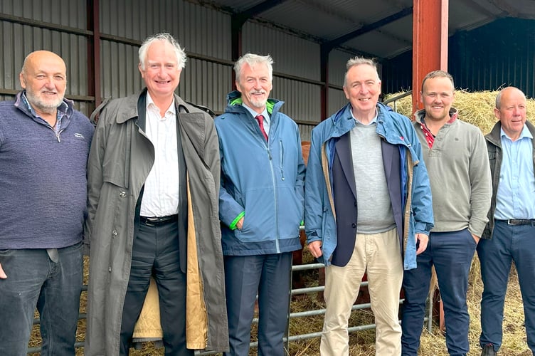  FUW Regional Vice President Brian Bowen, Daniel Zeichner MP, Huw Irranca-Davies MS, local MP for Blaenau Gwent Nick Smith, Karl Bowen and FUW President Ian Rickman.